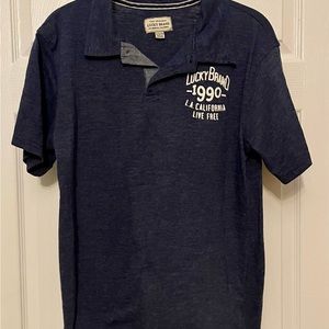 Lucky Brand Boys Youth Polo Shirt Size XL Blue Short Sleeve